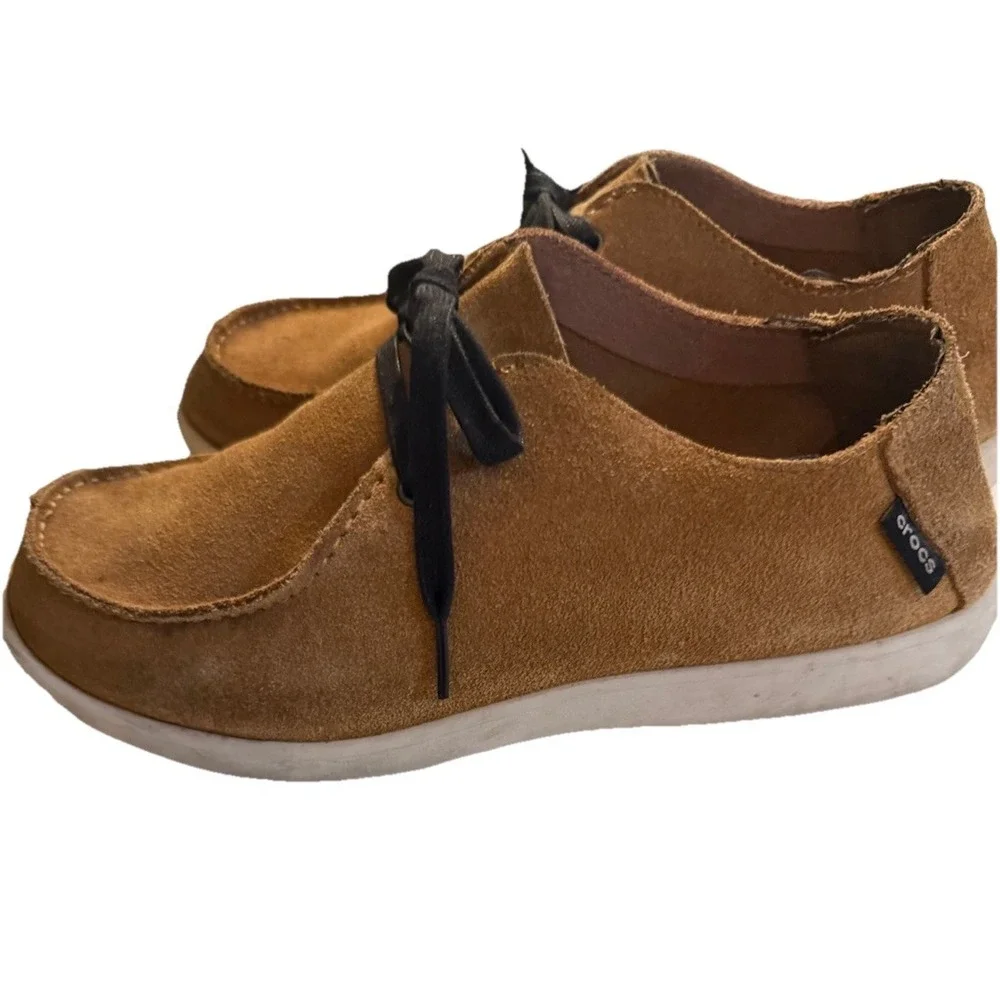 CROCS Men's Tan Nubuck Walu Chukka Lace Up Sz- 10 Moccasin‎ Casual Comfort Rare